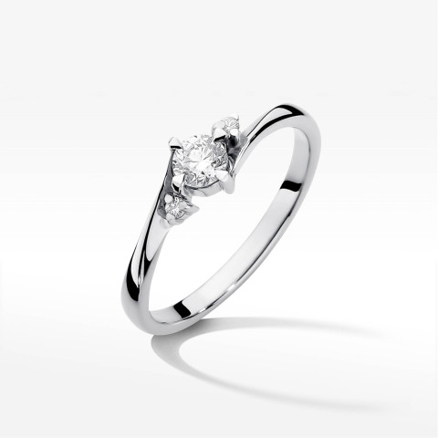 Pierścionek z białego złota z diamentami  - próba 585 0,27CT W-346B 0.28ct