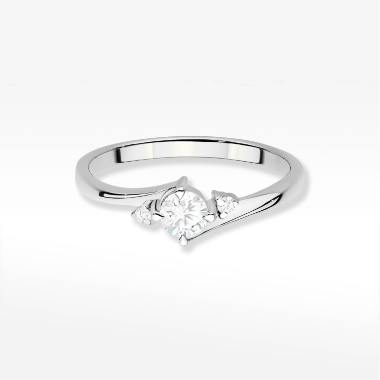 Pierścionek z białego złota z diamentami laboratoryjnymi - próba 585 0,12CT PV-205bLAB