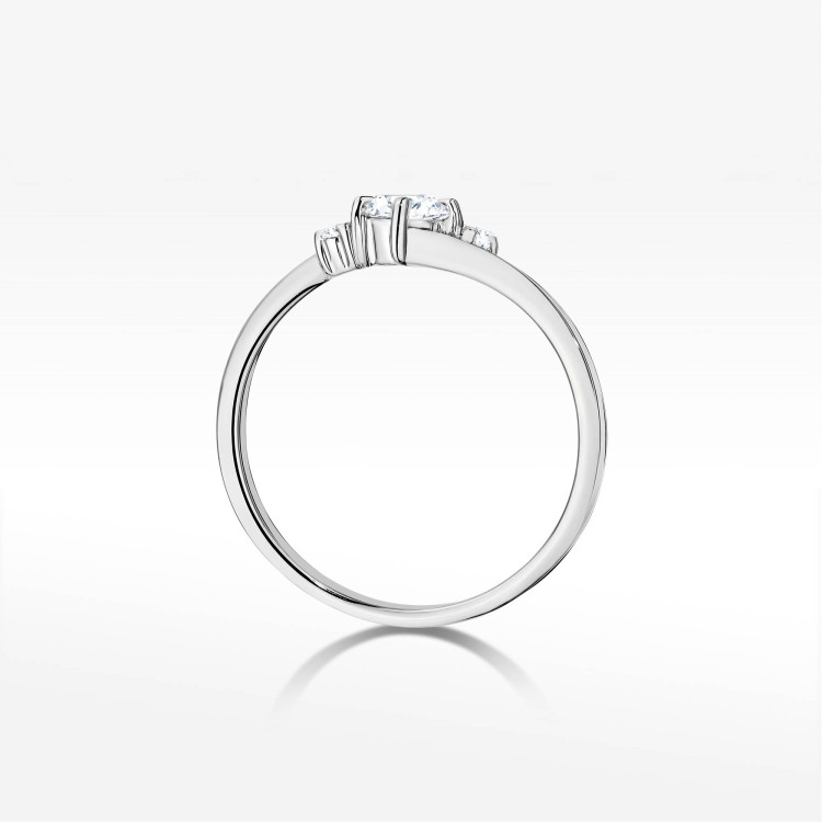 Pierścionek z białego złota z diamentami laboratoryjnymi - próba 585 0,12CT PV-205bLAB