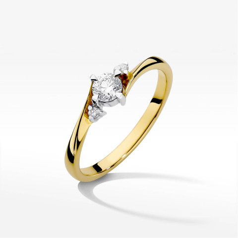 Pierścionek z żółtego złota z diamentami  - próba 585 0,27CT W-346A 0.28ct