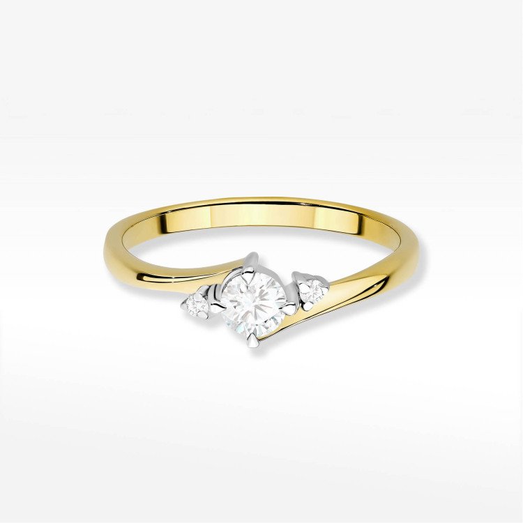 Pierścionek z żółtego złota z diamentami laboratoryjnymi - próba 585 0,12CT PV-205aLAB