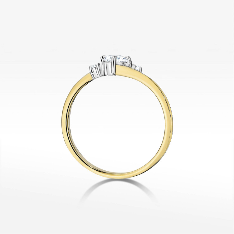 Pierścionek z żółtego złota z diamentami laboratoryjnymi - próba 585 0,12CT PV-205aLAB