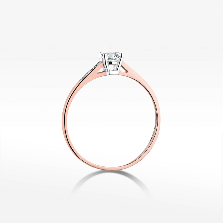 Pierścionek W0399 Diament 0,15ct różowe złoto