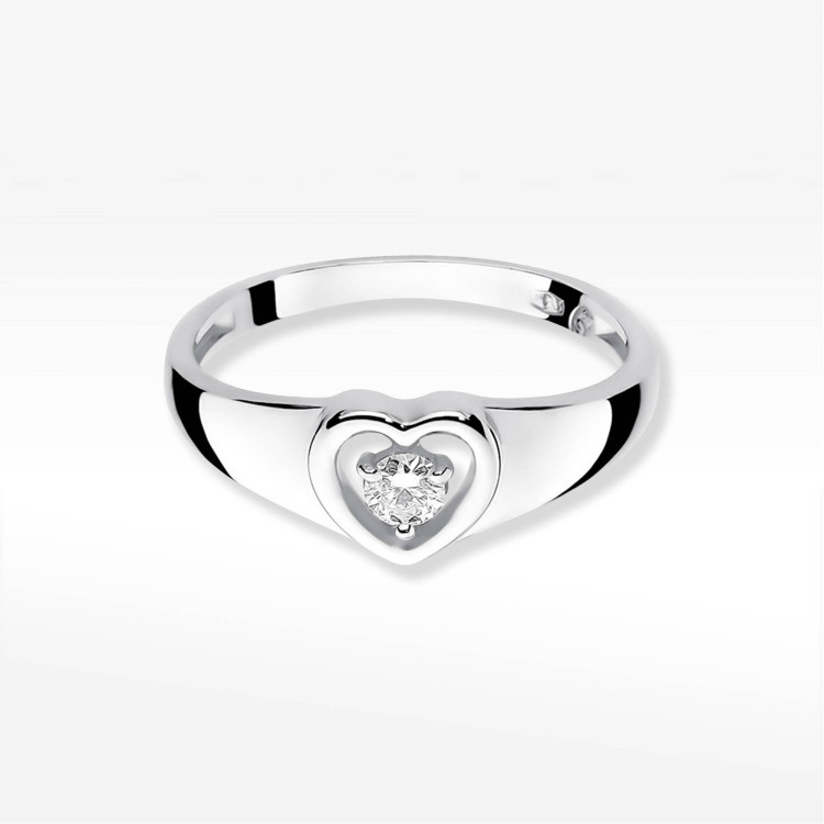 Pierścionek z białego złota z diamentem - próba 585 0,10CT PV-115B