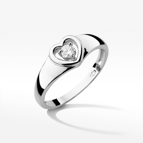 Pierścionek z białego złota z diamentem - próba 585 0,10CT PV-115B