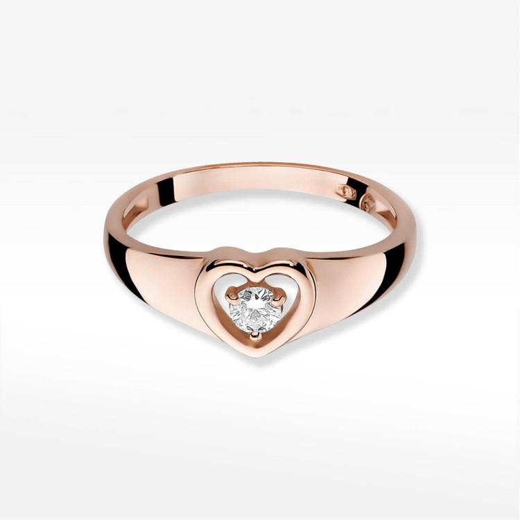Pierścionek z różowego złota z diamentem - próba 585 0,10CT PV-115C