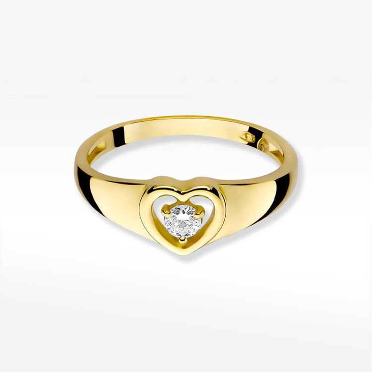 Pierścionek z żółtego złota z diamentem - próba 585 0,10CT PV-115A