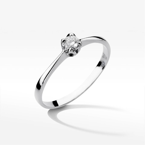 Pierścionek z białego złota z diamentem - próba 585 0,10CT W-047B 0,10ct