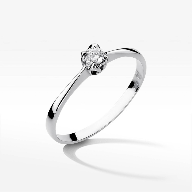 Pierścionek z białego złota z diamentem - próba 585 0,10CT W-047B 0,10ct