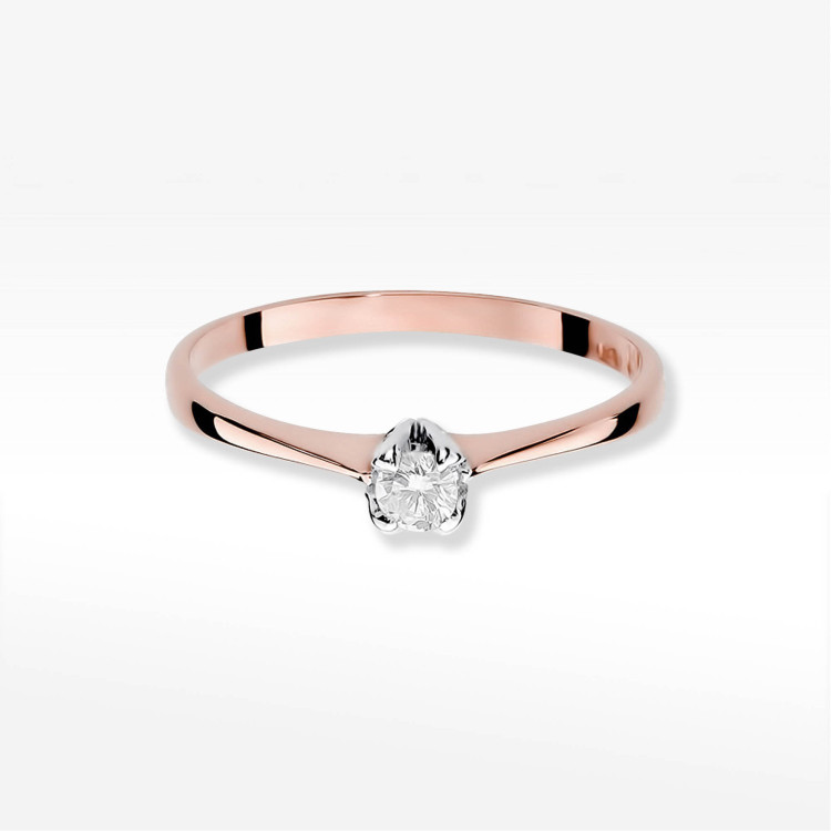 Pierścionek W0047 Diament 0,10ct różowe złoto