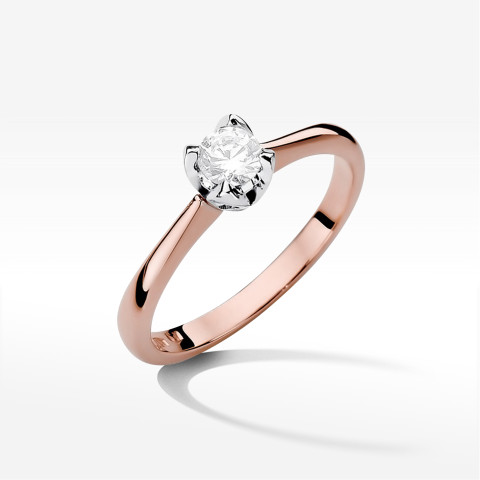 Pierścionek z różowego złota z diamentem - próba 585 0,30CT PV-245C
