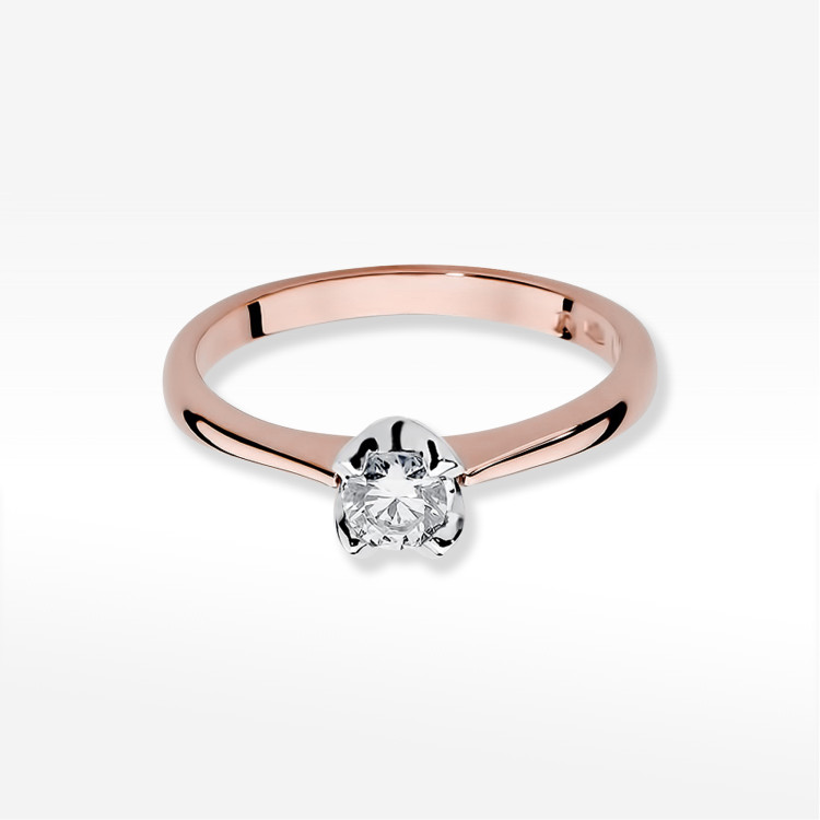 Pierścionek z różowego złota z diamentem - próba 585 0,30CT PV-245C