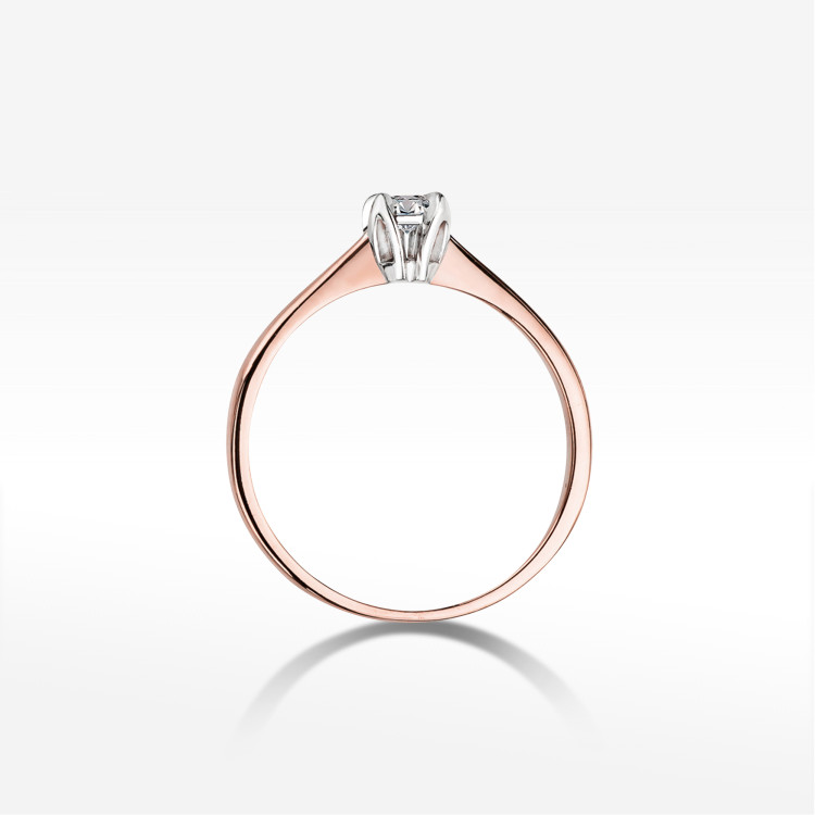 Pierścionek z różowego złota z diamentem - próba 585 0,30CT PV-245C