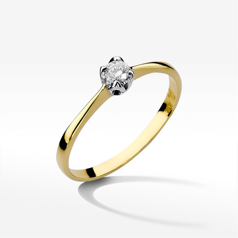 Pierścionek z żółtego złota z diamentem - próba 585 0,10CT W-047A 0,10ct