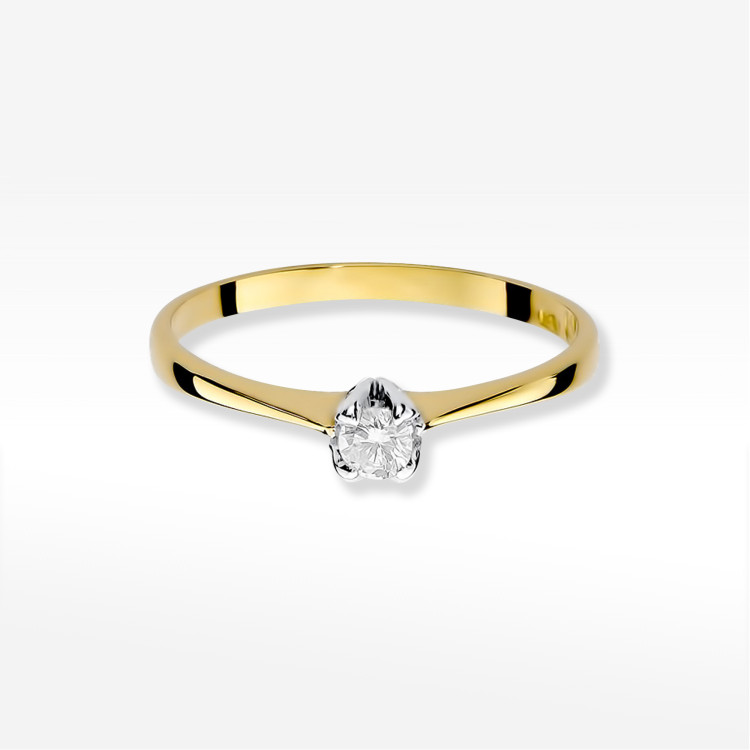 Pierścionek z żółtego złota z diamentem - próba 585 0,10CT W-047A 0,10ct