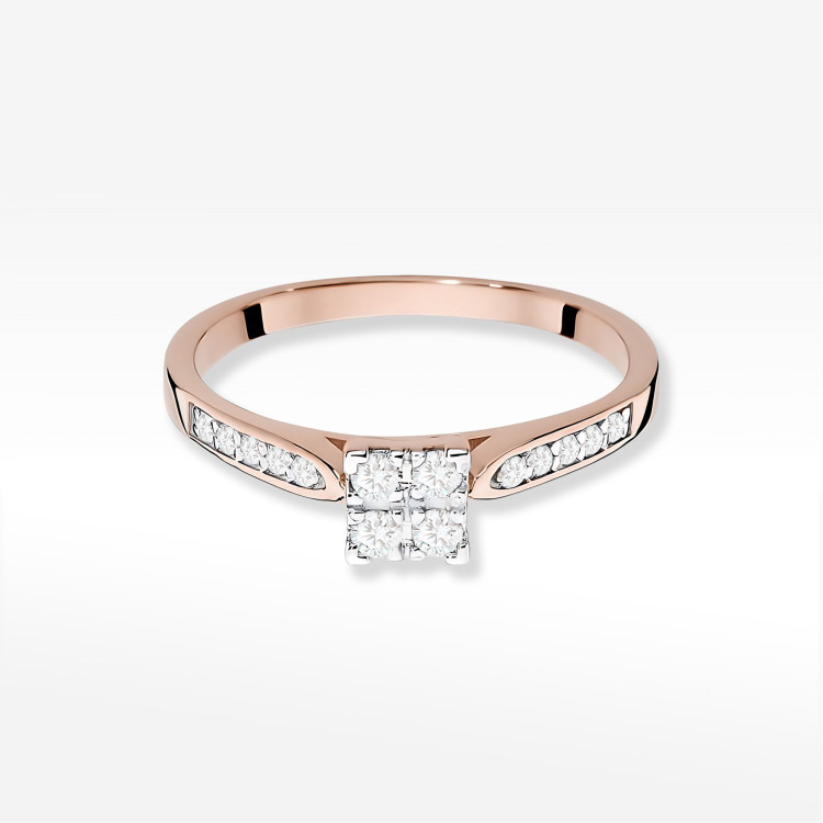 Pierścionek z diamentami 0,166CT różowe złotoW0402