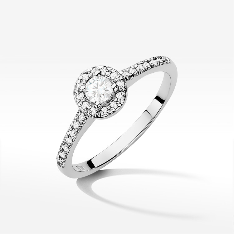 Pierścionek z białego złota z diamentami  - próba 585 0,28CT PV-213B