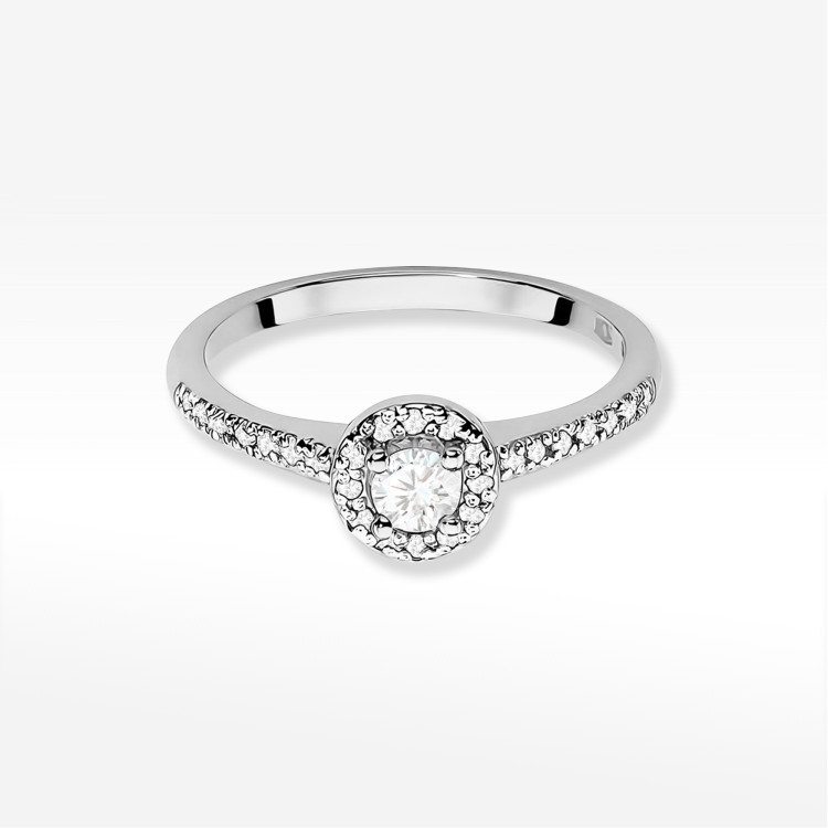 Pierścionek z białego złota z diamentami  - próba 585 0,28CT PV-213B