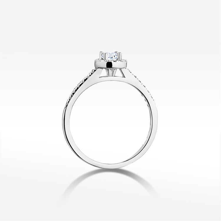 Pierścionek z białego złota z diamentami  - próba 585 0,28CT PV-213B