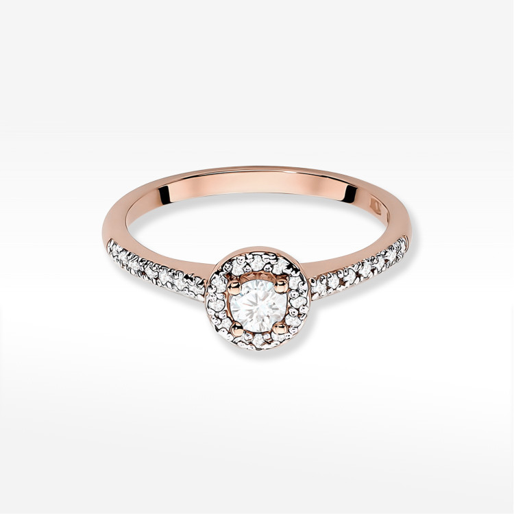 Pierścionek z różowego złota z diamentami  - próba 585 0,28CT PV-213C