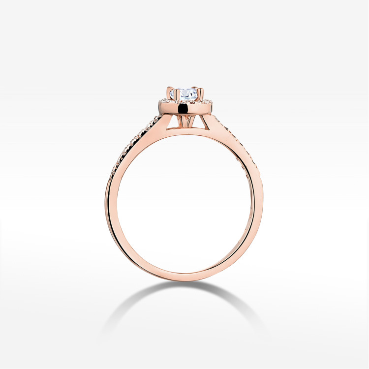 Pierścionek z różowego złota z diamentami  - próba 585 0,28CT PV-213C