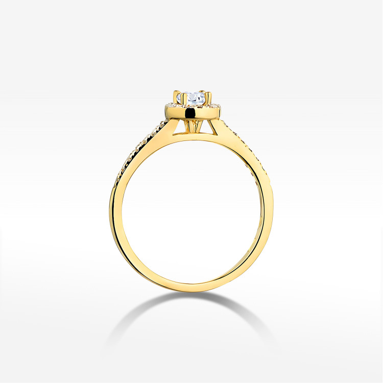 Pierścionek z żółtego złota z diamentami  - próba 585 0,28CT PV-213A