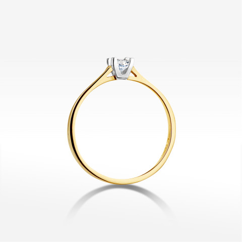 Pierścionek z żółtego złota z diamentem - próba 585 0,09CT W-407A