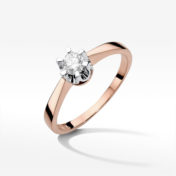 Pierścionek W0408 Diament 0,25ct różowe złoto