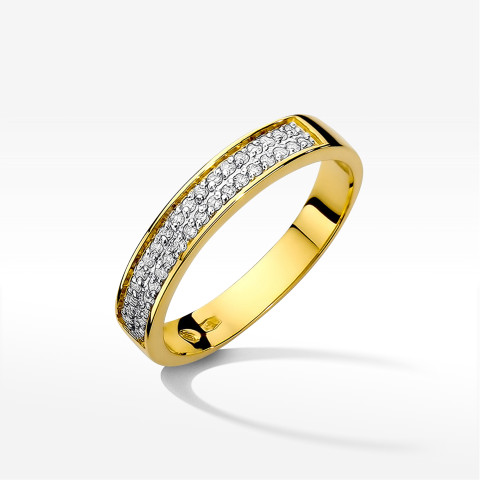 Pierścionek z żółtego złota z diamentami  - próba 585 0,18CT PV-135A