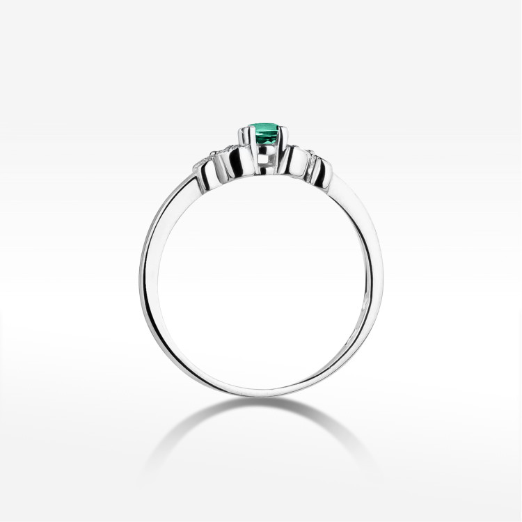Pierścionek z białego złota ze szmaragdem - próba 585 0,17CT PV-165BSZ