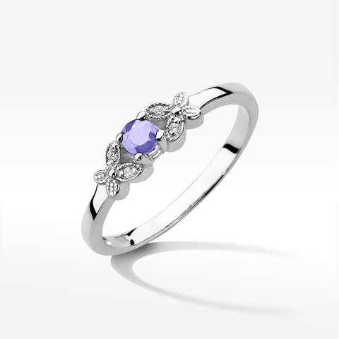 Pierścionek z białego złota z tanzanitem - próba 585 0,17CT PV-165BTAN