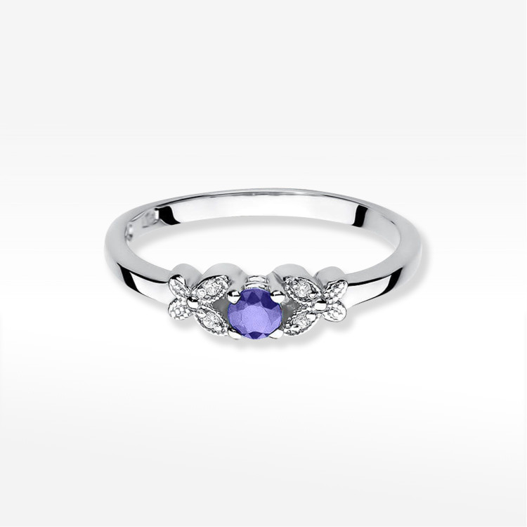 Pierścionek z białego złota z tanzanitem - próba 585 0,17CT PV-165BTAN