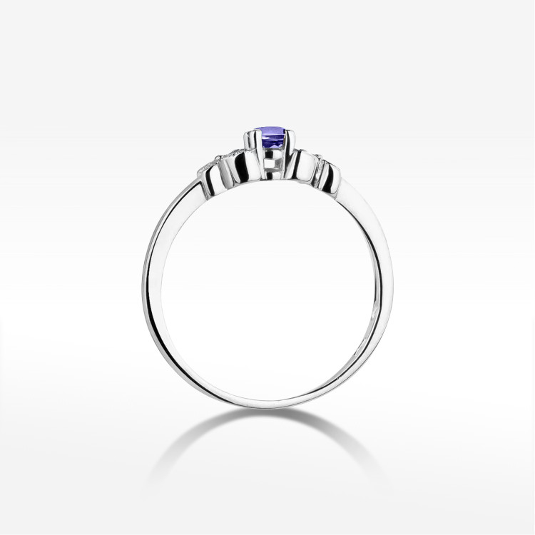 Pierścionek z białego złota z tanzanitem - próba 585 0,17CT PV-165BTAN
