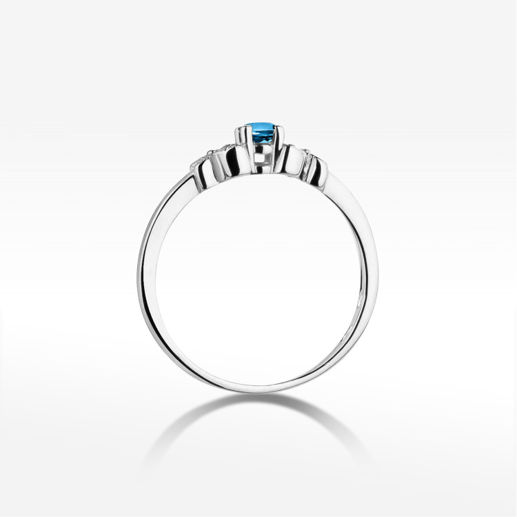 Pierścionek z białego złota z topazem Swiss - próba 585 0,17CT PV-165BT