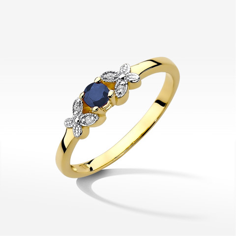Pierścionek z żółtego złota z szafirem - próba 585 0,17CT PV-165AS