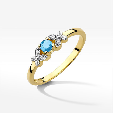 Pierścionek z żółtego złota z topazem Swiss - próba 585 0,17CT PV-165AT