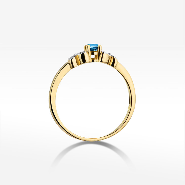 Pierścionek z żółtego złota z topazem Swiss - próba 585 0,17CT PV-165AT