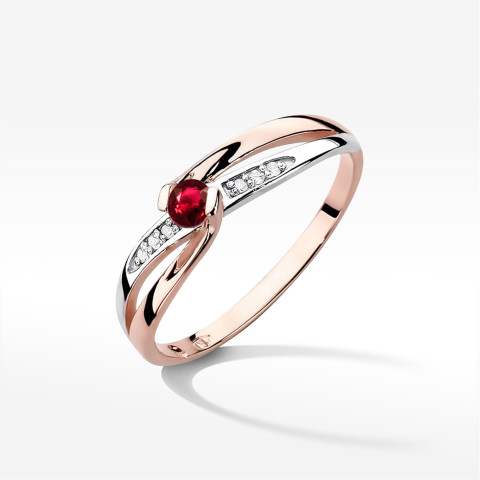 Pierścionek z różowego złota z rubinem - próba 585 0,28CT w0415.R3.RUR.01