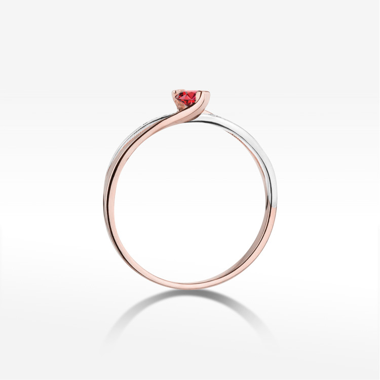 Pierścionek z różowego złota z rubinem - próba 585 0,28CT w0415.R3.RUR.01