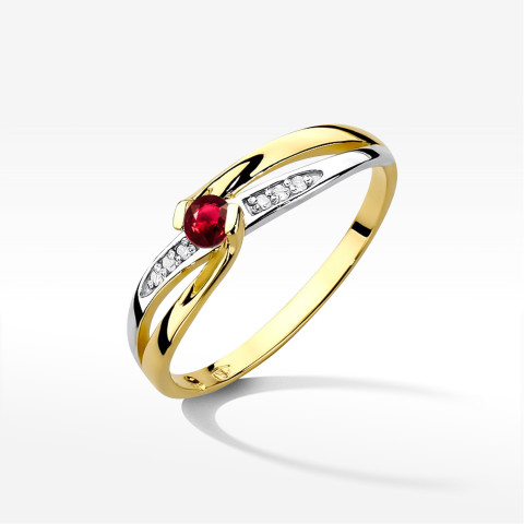 Pierścionek W0415 Rubin 0,15ct żółte złoto