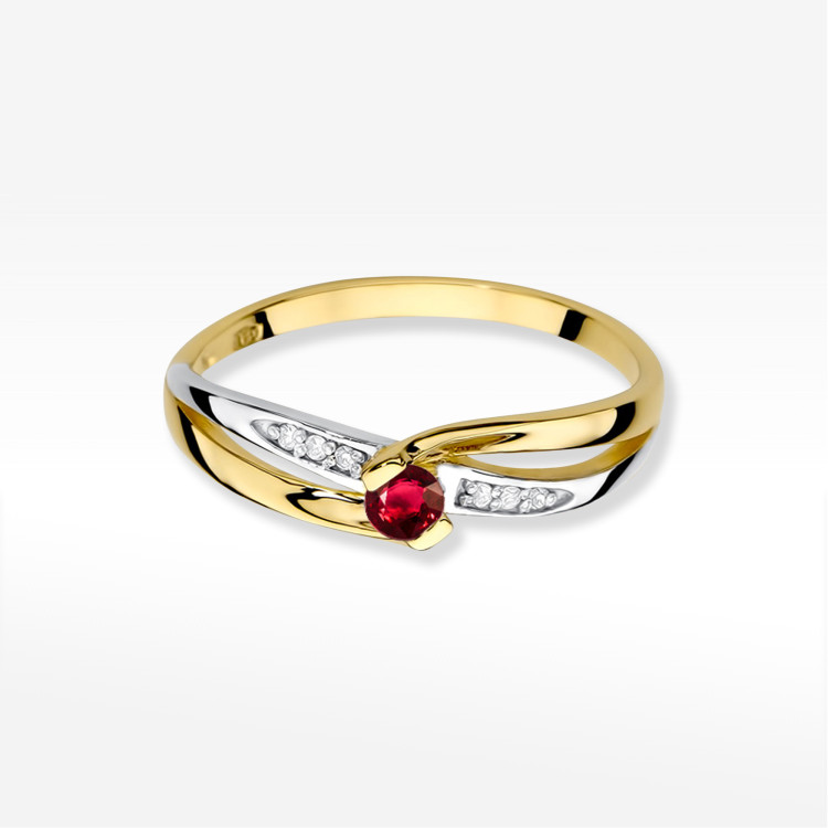 Pierścionek W0415 Rubin 0,15ct żółte złoto