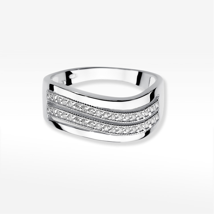 Pierścionek z białego złota z diamentami  - próba 585 0,18CT W-416B