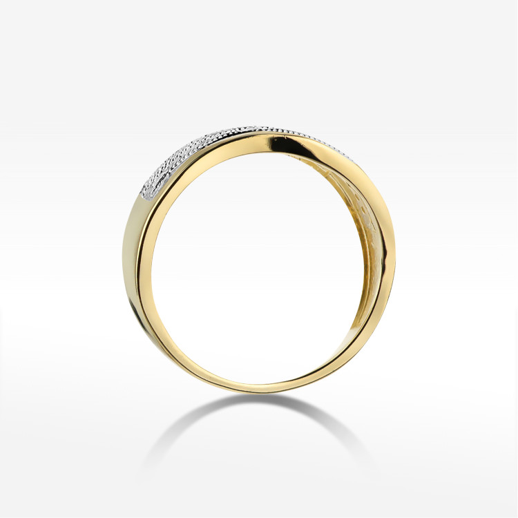 Pierścionek z żółtego złota z diamentami  - próba 585 0,18CT W-416A