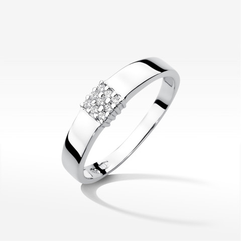 Pierścionek z białego złota z diamentami  - próba 585 0,08CT PV-207B