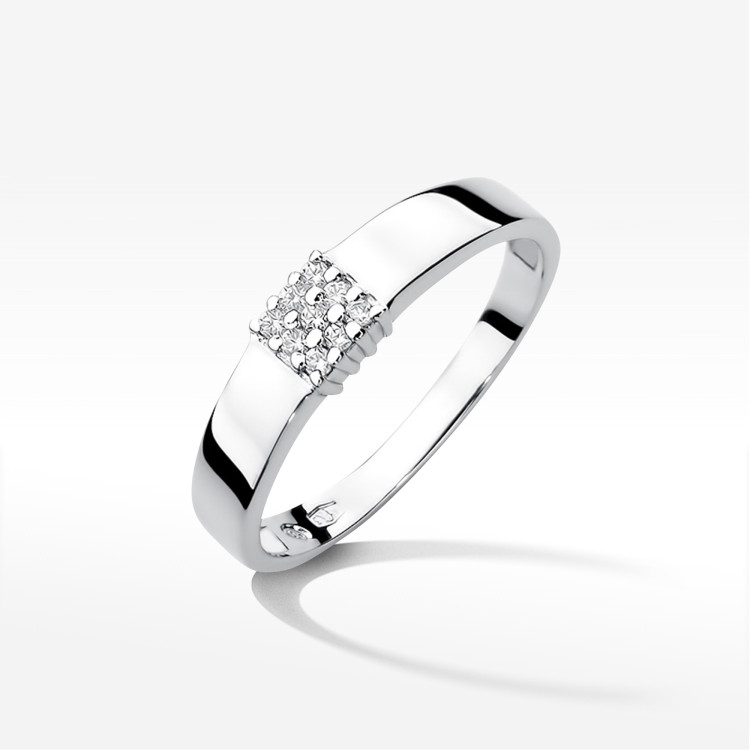 Pierścionek z białego złota z diamentami  - próba 585 0,08CT PV-207B