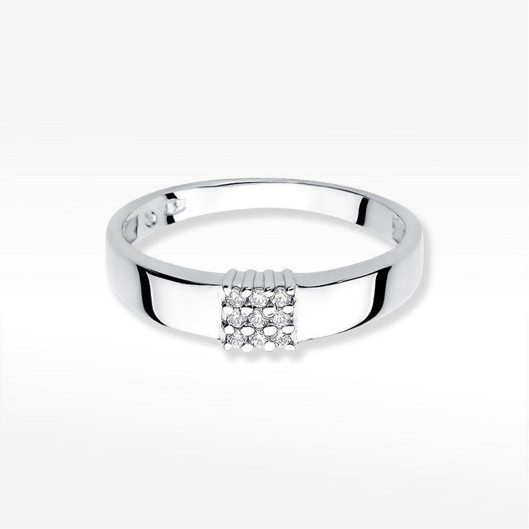 Pierścionek z białego złota z diamentami  - próba 585 0,08CT PV-207B