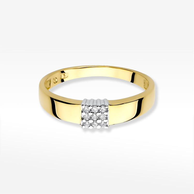 Pierścionek z żółtego złota z diamentami  - próba 585 0,08CT PV-207A