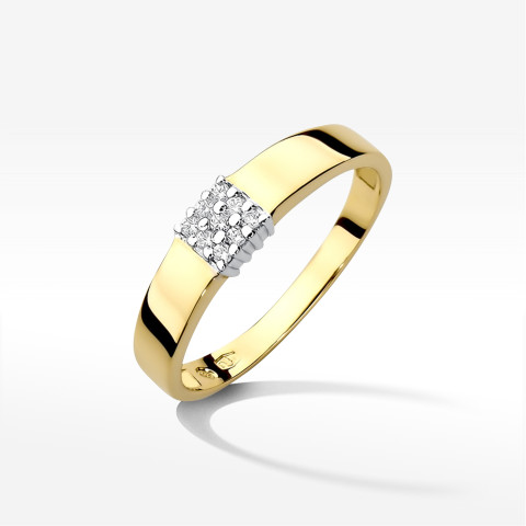 Pierścionek z żółtego złota z diamentami  - próba 585 0,08CT PV-207A