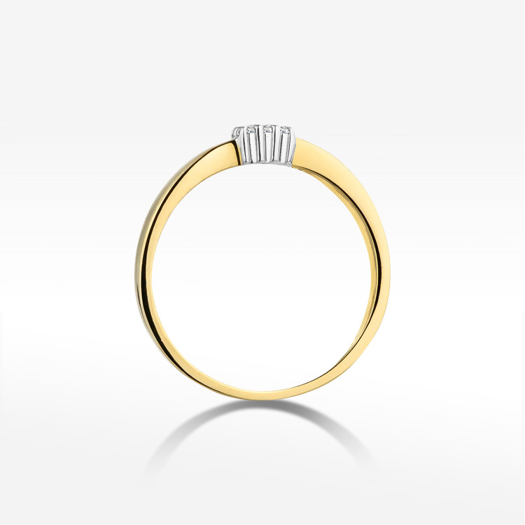 Pierścionek z żółtego złota z diamentami  - próba 585 0,08CT PV-207A