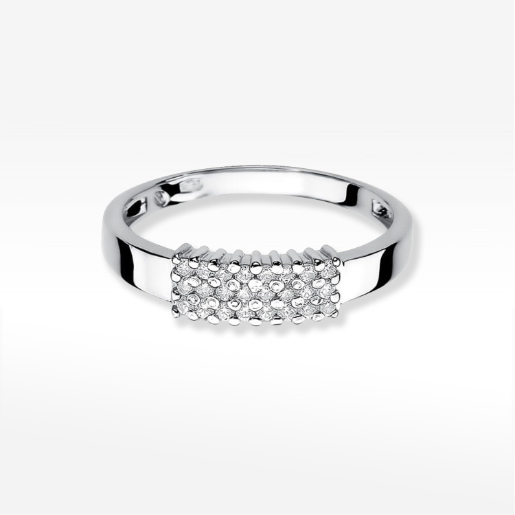 Pierścionek z białego złota z diamentami  - próba 585 0,21CT W-418B